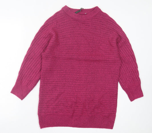bonmarch Womens Pink Crew Neck Acrylic Pullover Jumper Size 10