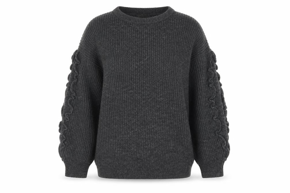 Mn Knit Womens Grey Crew Neck Acrylic Pullover Jumper Size M