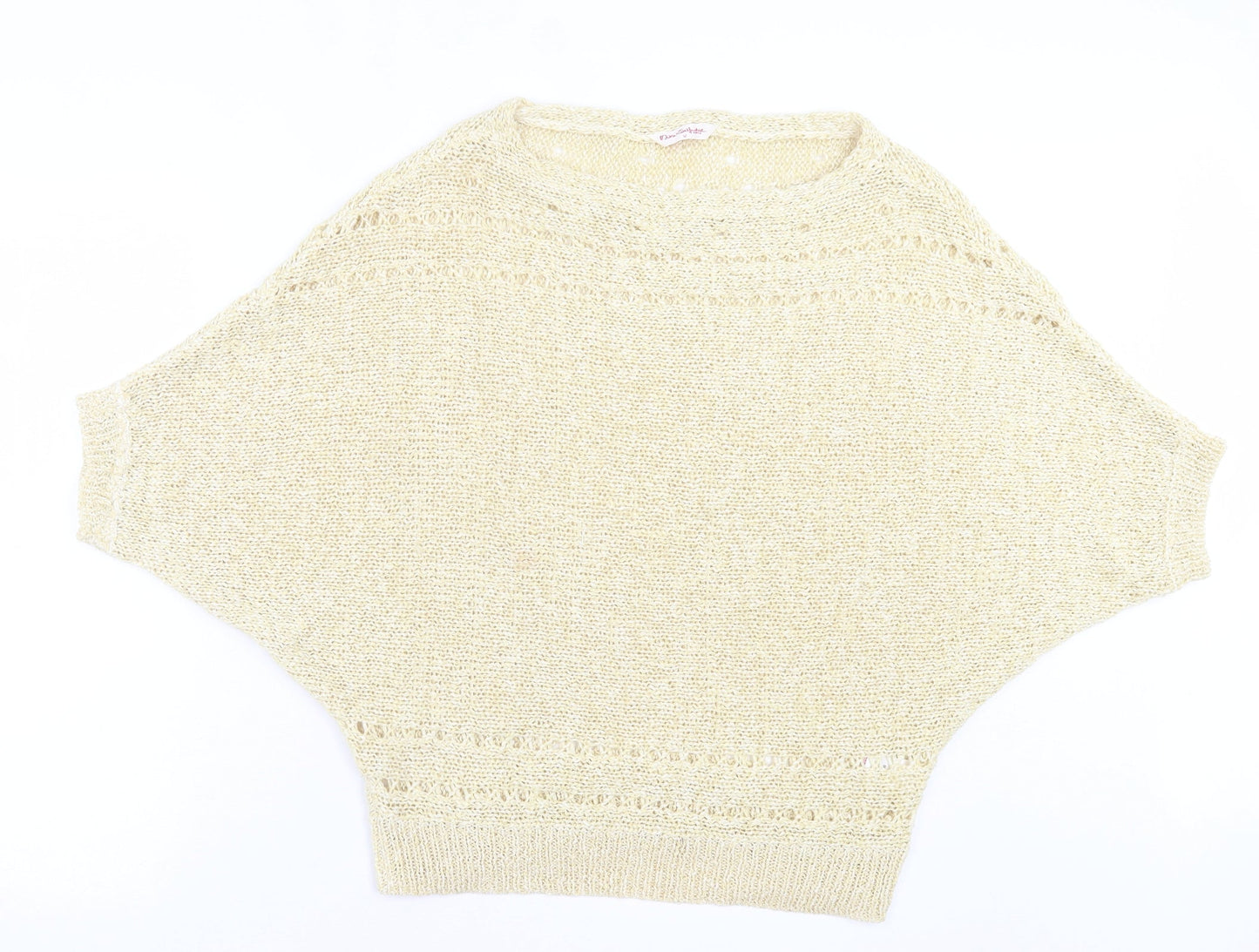 Miss Selfridge Womens Yellow Boat Neck Acrylic Pullover Jumper Size 12