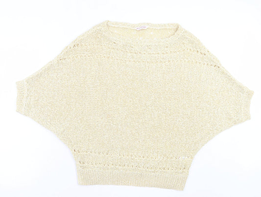 Miss Selfridge Womens Yellow Boat Neck Acrylic Pullover Jumper Size 12