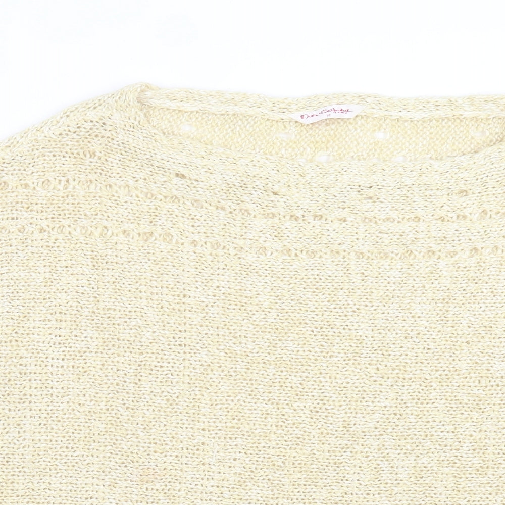 Miss Selfridge Womens Yellow Boat Neck Acrylic Pullover Jumper Size 12