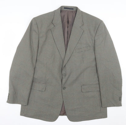 Savatini Mens Green Houndstooth Polyester Jacket Suit Jacket Size 44