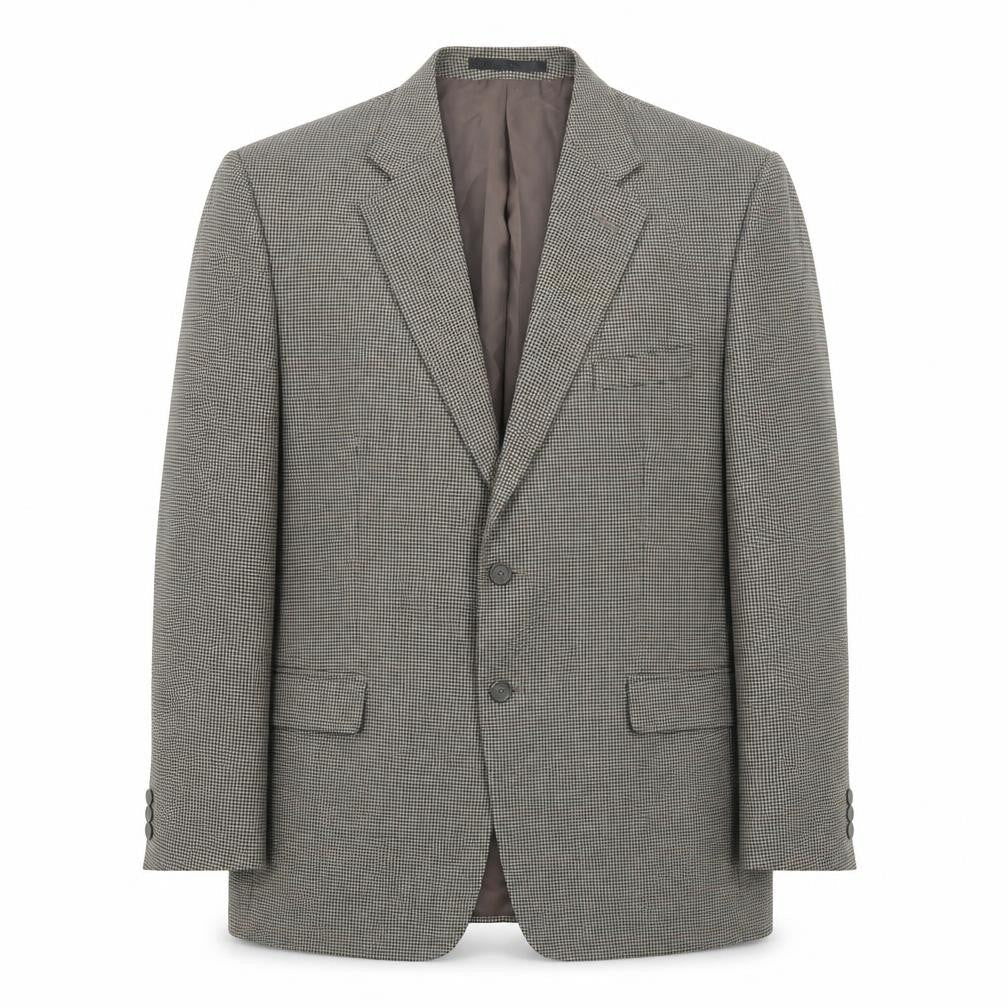 Savatini Mens Green Houndstooth Polyester Jacket Suit Jacket Size 44