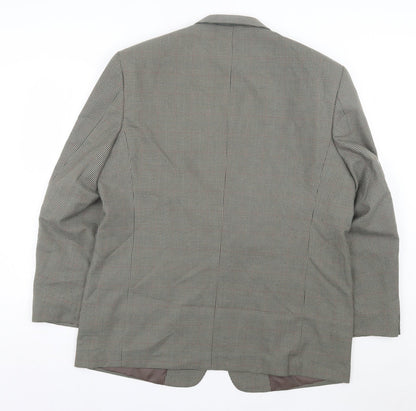 Savatini Mens Green Houndstooth Polyester Jacket Suit Jacket Size 44