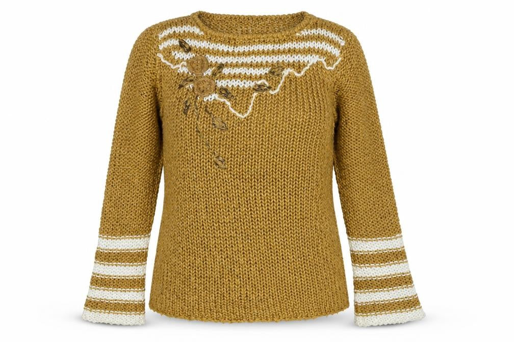 Mezzo Womens Brown Round Neck Striped Polyester Pullover Jumper Size M