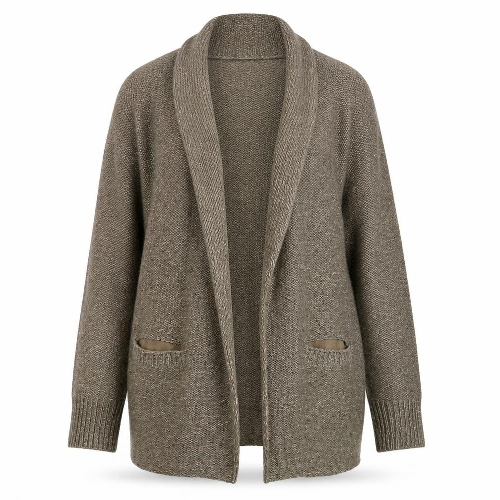 Maddison Womens Brown V-Neck Polyester Cardigan Jumper Size L