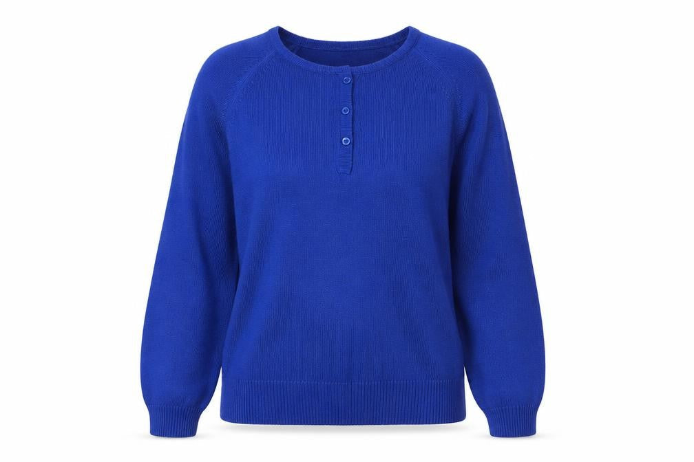 Classics Womens Blue Round Neck Acrylic Pullover Jumper Size 10