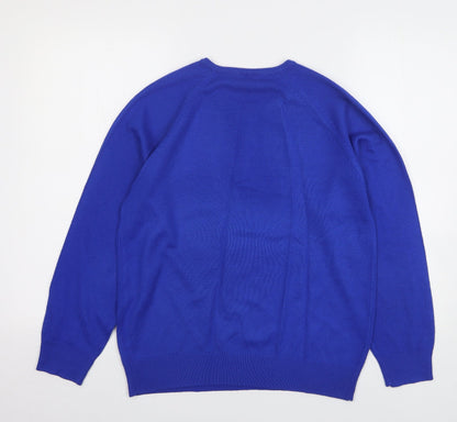 Classics Womens Blue Round Neck Acrylic Pullover Jumper Size 10