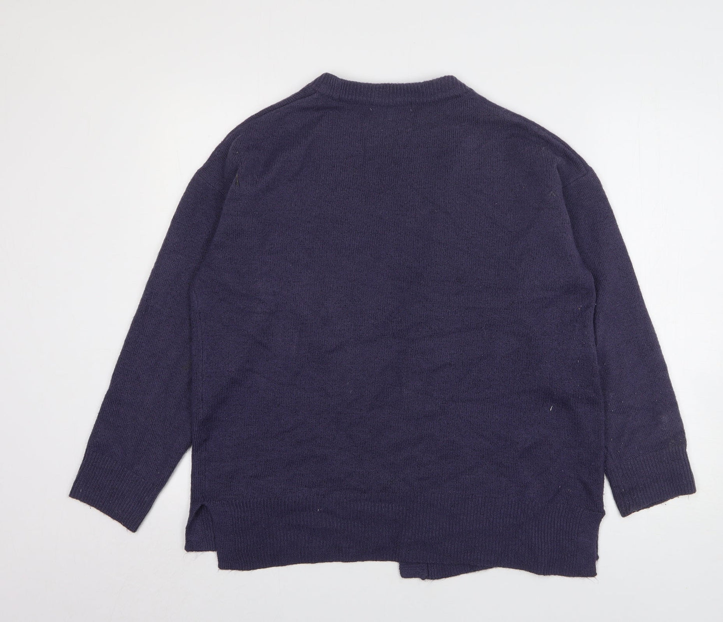 Nutmeg Womens Blue V-Neck Acrylic Cardigan Jumper Size 14