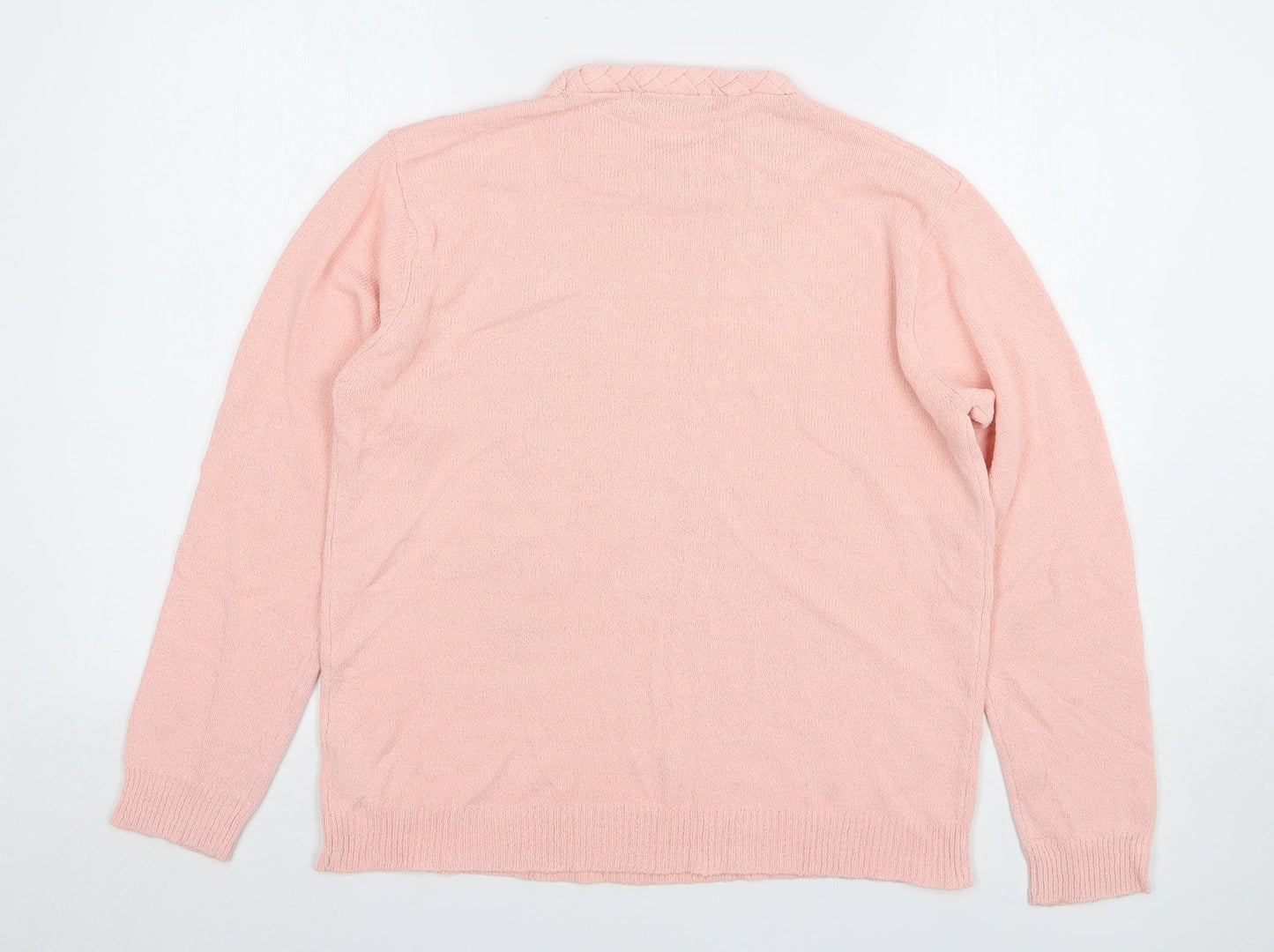 Akal Womens Pink Round Neck Floral Acrylic Pullover Jumper Size M