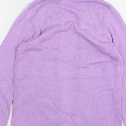 EWM Womens Pink Round Neck Striped Acrylic Pullover Jumper Size 10