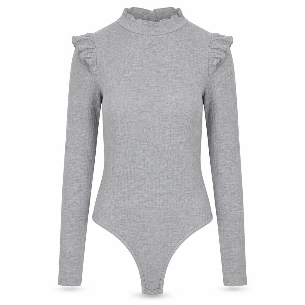 Misspap Womens Grey Polyester Bodysuit One-Piece Size 10