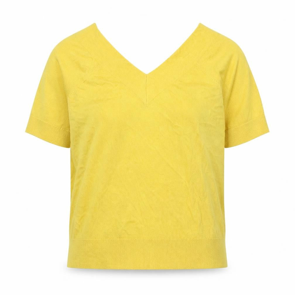 TU Womens Yellow V-Neck Cotton Pullover Jumper Size 12