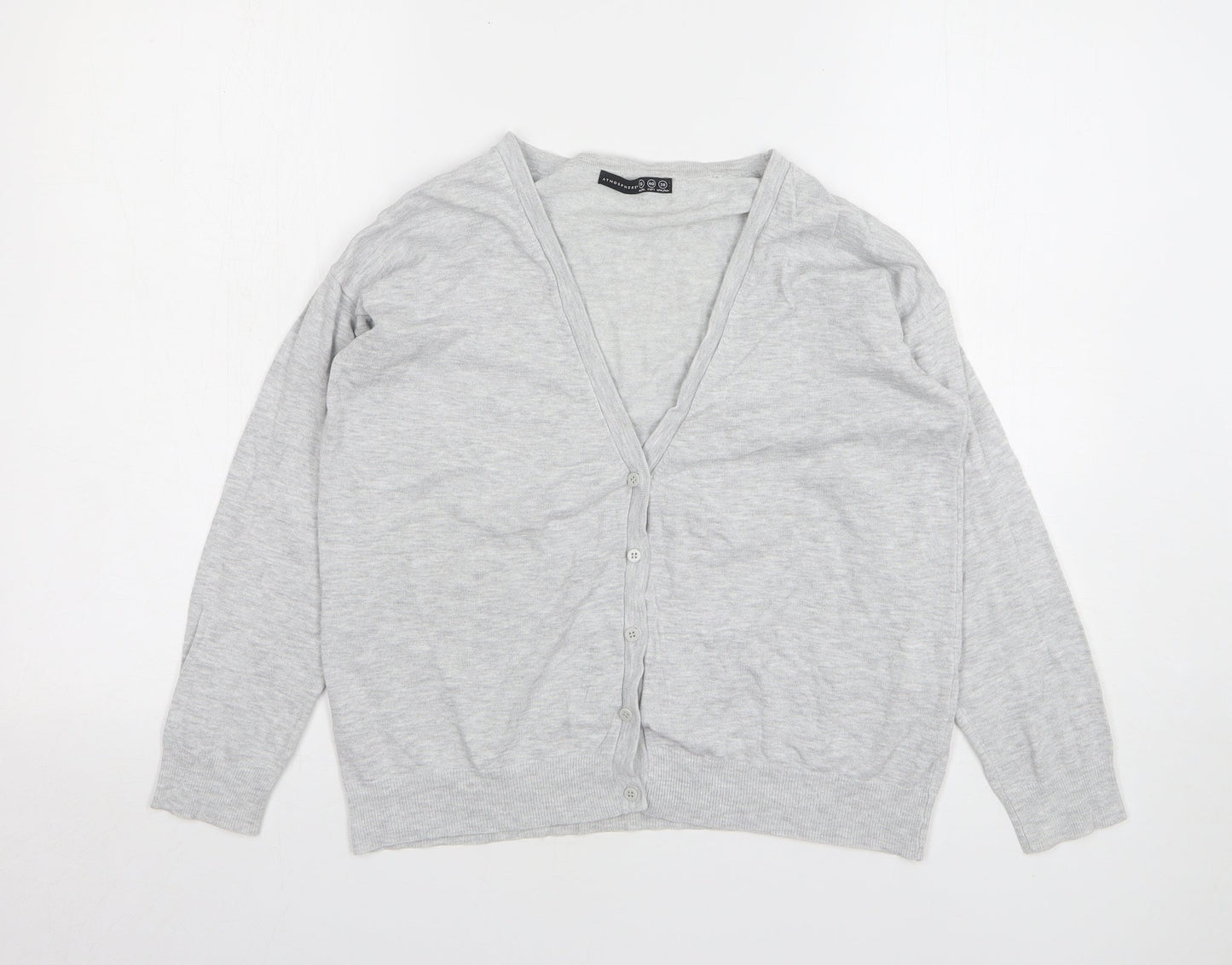 Atmosphere Womens Grey V-Neck Viscose Cardigan Jumper Size 12