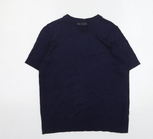Marks and Spencer Womens Blue Round Neck Viscose Pullover Jumper Size 10