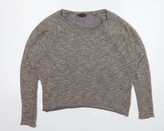 Topshop Womens Brown Round Neck Polyester Pullover Jumper Size 8