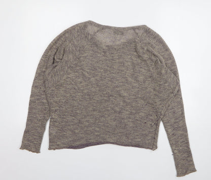 Topshop Womens Brown Round Neck Polyester Pullover Jumper Size 8