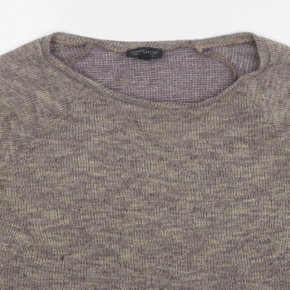 Topshop Womens Brown Round Neck Polyester Pullover Jumper Size 8