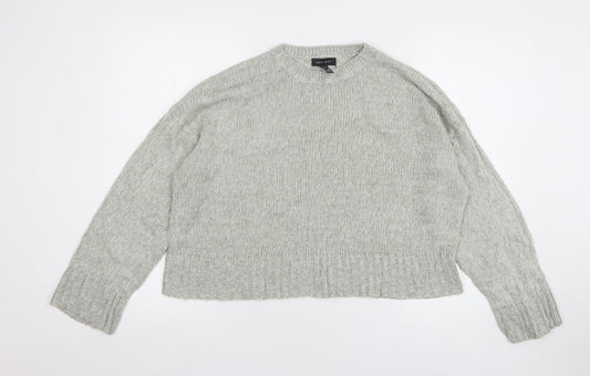 New Look Womens Grey Round Neck Acrylic Pullover Jumper Size M