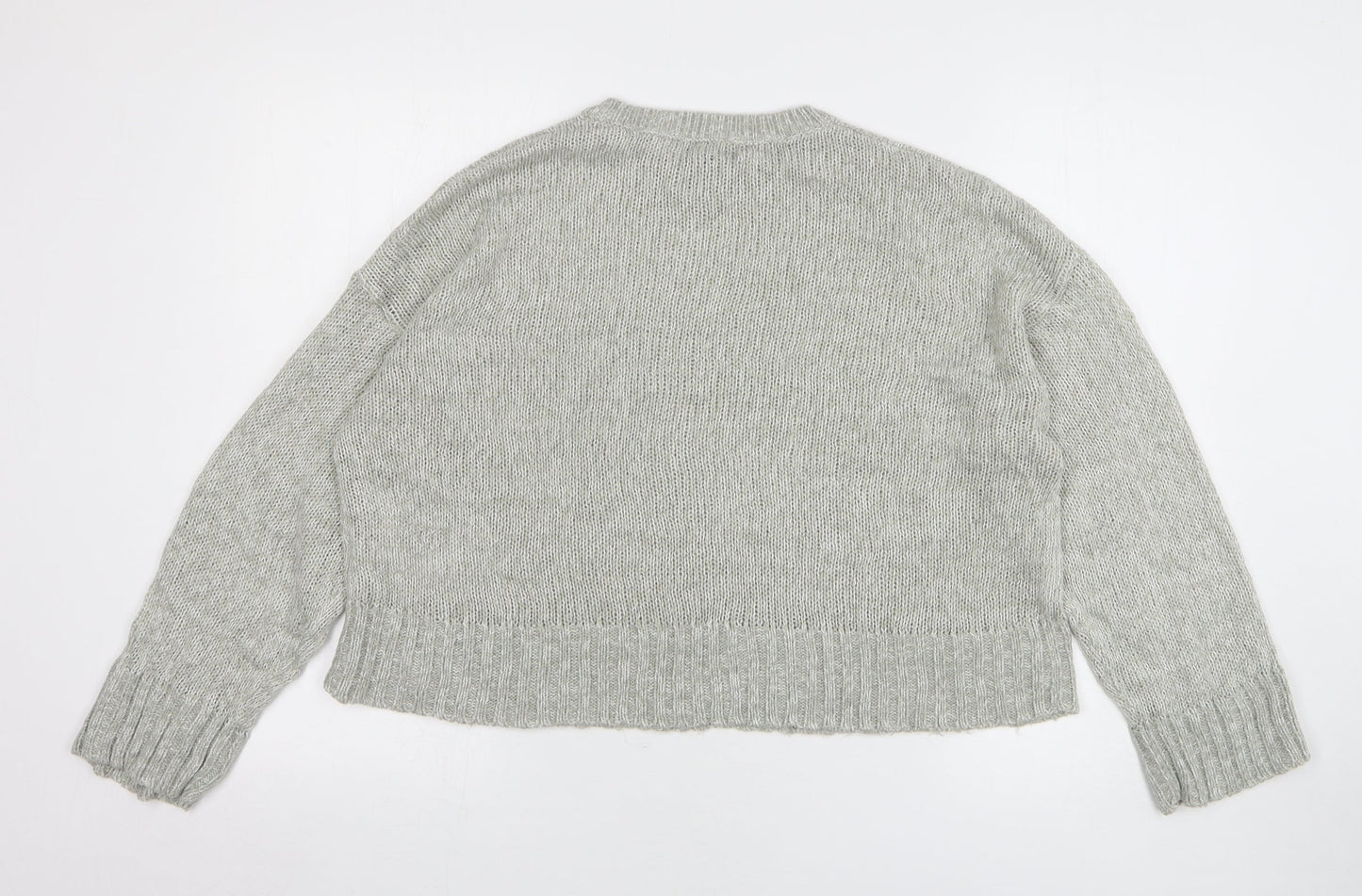 New Look Womens Grey Round Neck Acrylic Pullover Jumper Size M