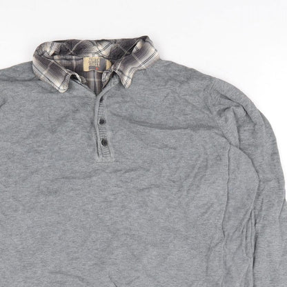 Marks & Spencer Mens Grey Collared Cotton Pullover Jumper Size M