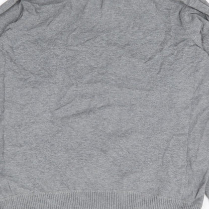 Marks & Spencer Mens Grey Collared Cotton Pullover Jumper Size M