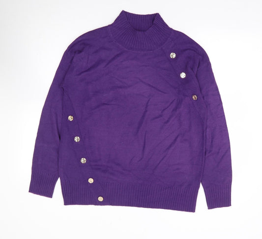 NEXT Womens Purple High Neck Acrylic Pullover Jumper Size S