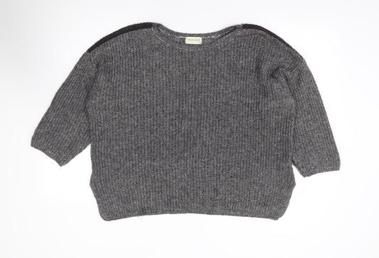 Marks and Spencer Womens Grey Round Neck Cotton Pullover Jumper Size 14