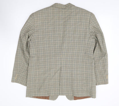 Preloved Preworn Mens Beige Plaid Polyester Jacket Suit Jacket Size 40 - Back