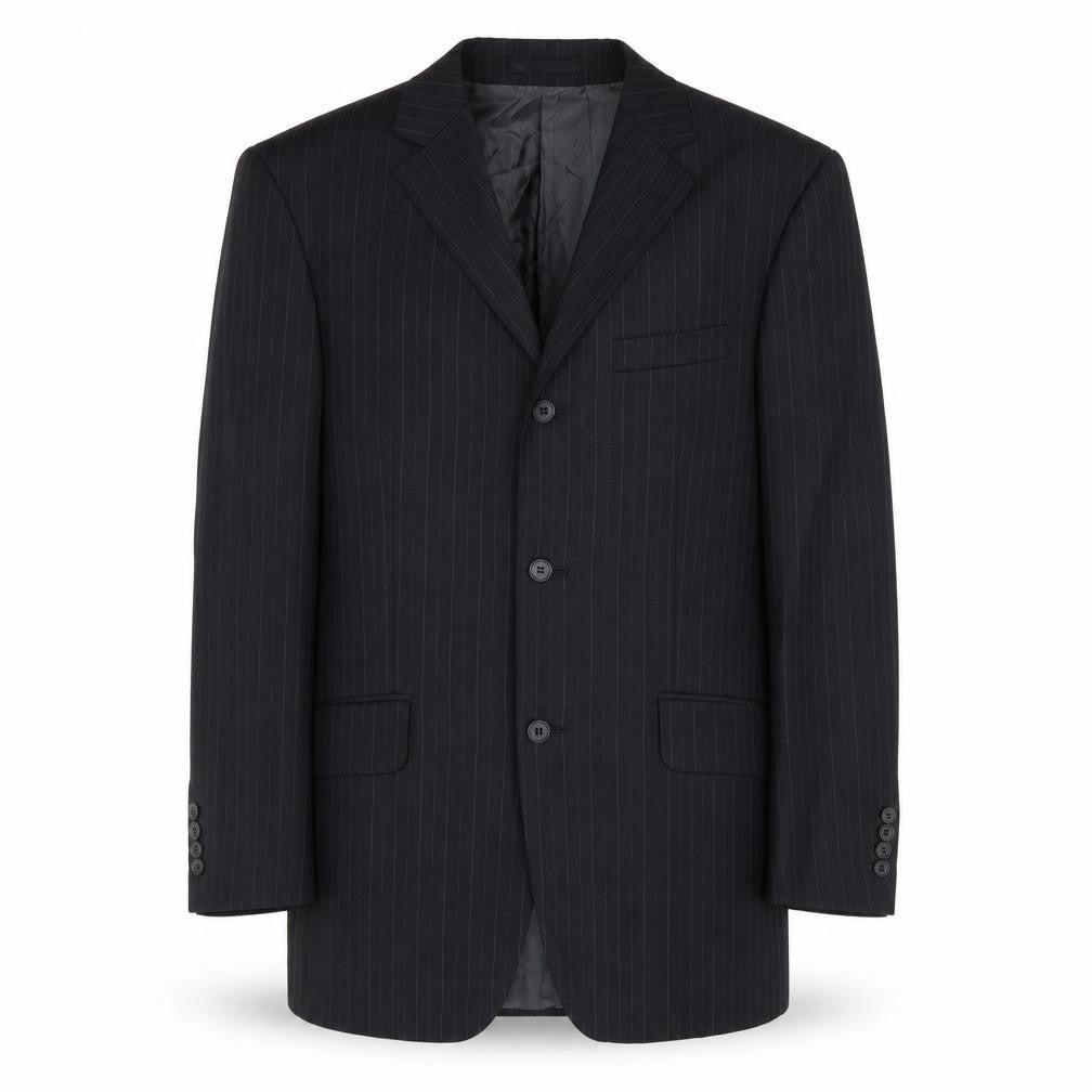 Fellin Mens Black Striped Polyester Jacket Suit Jacket Size 38