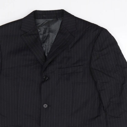 Fellin Mens Black Striped Polyester Jacket Suit Jacket Size 38