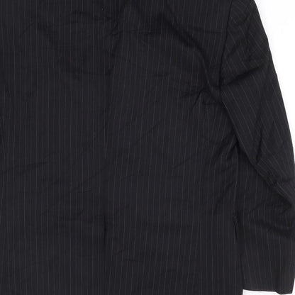 Fellin Mens Black Striped Polyester Jacket Suit Jacket Size 38