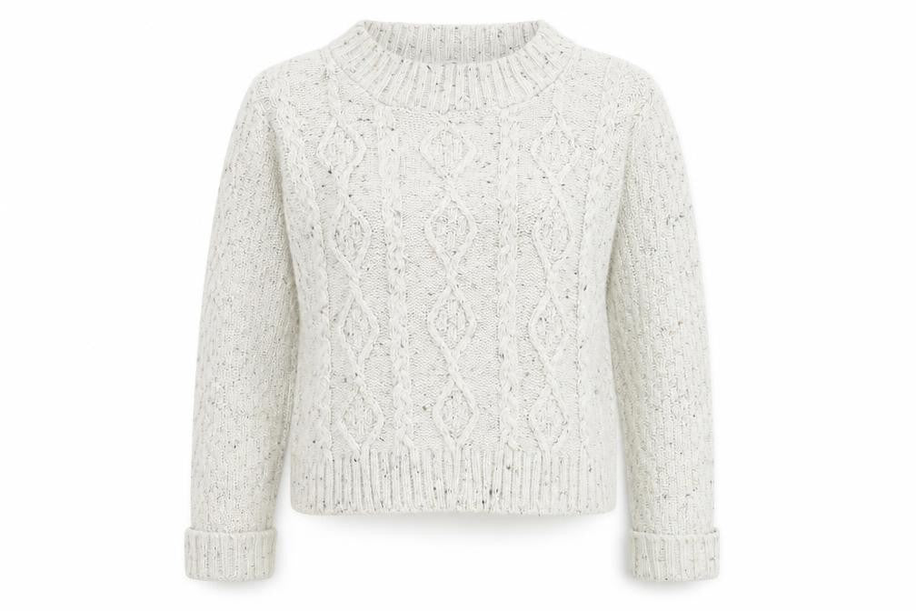 Daisy Womens Ivory Round Neck Acrylic Pullover Jumper Size S