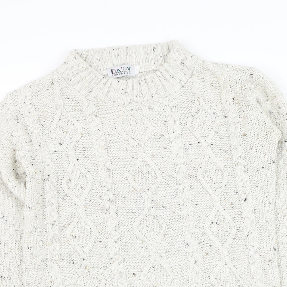 Daisy Womens Ivory Round Neck Acrylic Pullover Jumper Size S