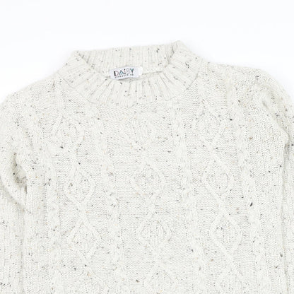 Daisy Womens Ivory Round Neck Acrylic Pullover Jumper Size S