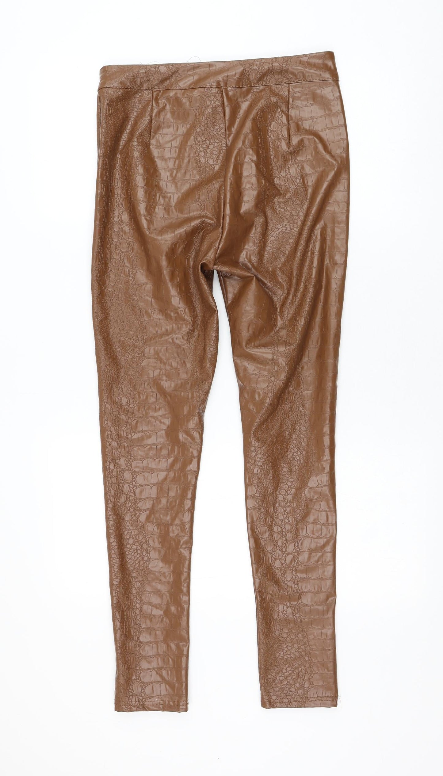 Preworn Womens Brown Animal Print Polyacrylate Fibre Trousers Size M L28 in Regular Zip