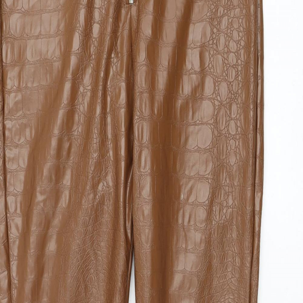 Preworn Womens Brown Animal Print Polyacrylate Fibre Trousers Size M L28 in Regular Zip