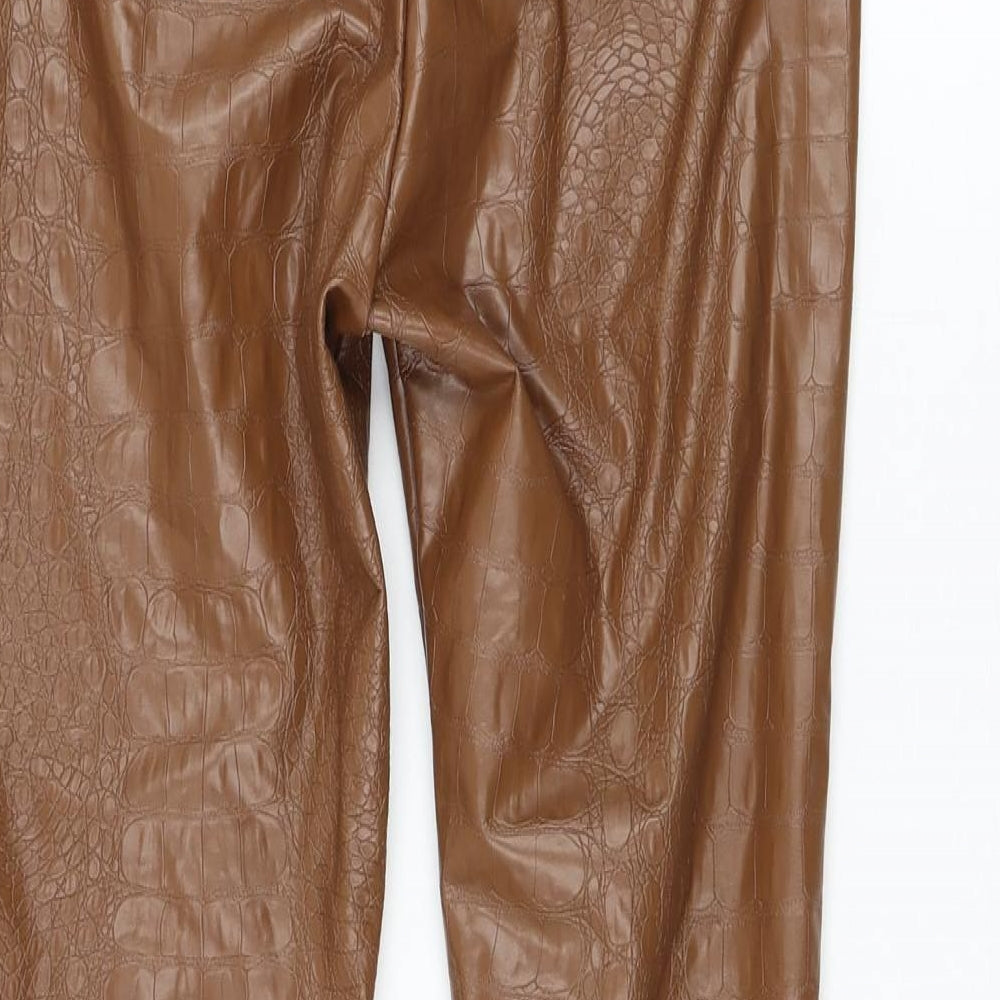 Preworn Womens Brown Animal Print Polyacrylate Fibre Trousers Size M L28 in Regular Zip