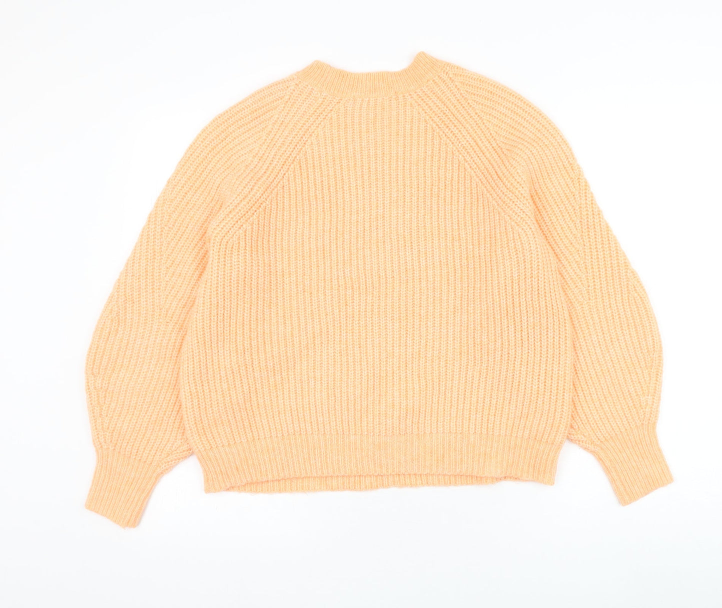 George Womens Orange Round Neck Acrylic Pullover Jumper Size M