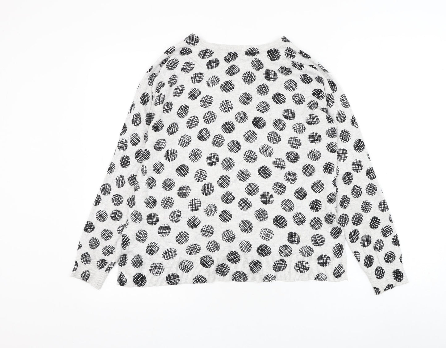 Marks and Spencer Womens Grey Round Neck Polka Dot Viscose Pullover Jumper Size 14