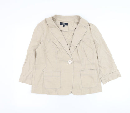 EWM Womens Beige Jacket Blazer Size 12 Button