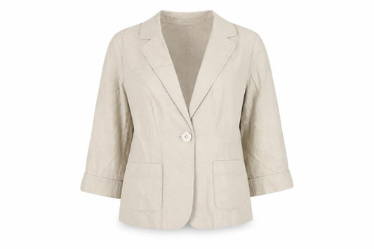 EWM Womens Beige Jacket Blazer Size 12 Button