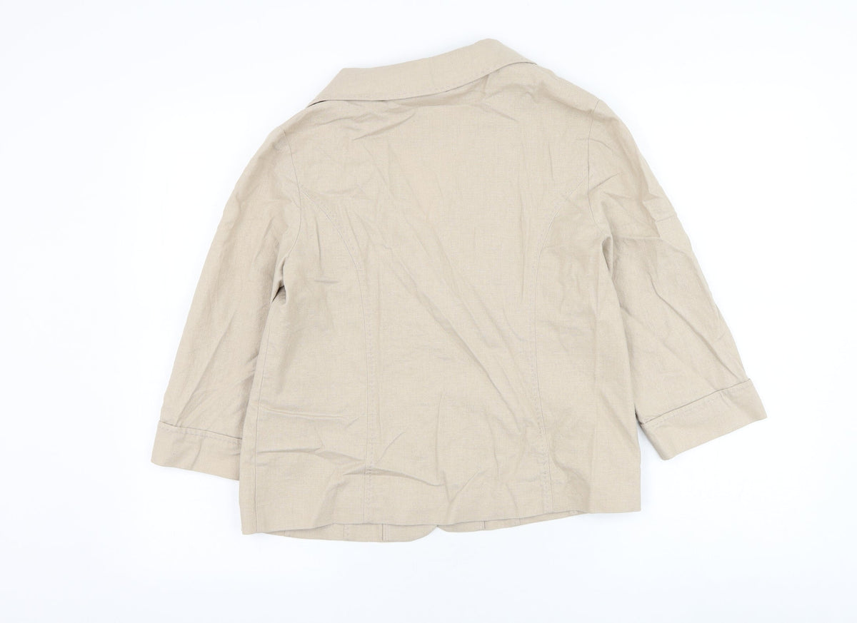 EWM Womens Beige Jacket Blazer Size 12 Button