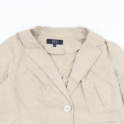 EWM Womens Beige Jacket Blazer Size 12 Button