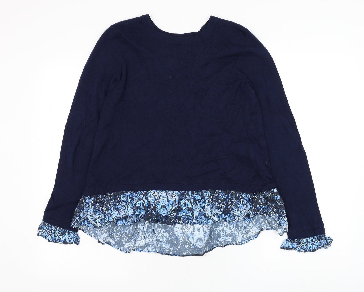 Preworn Womens Blue Round Neck Nylon Pullover Jumper Size M