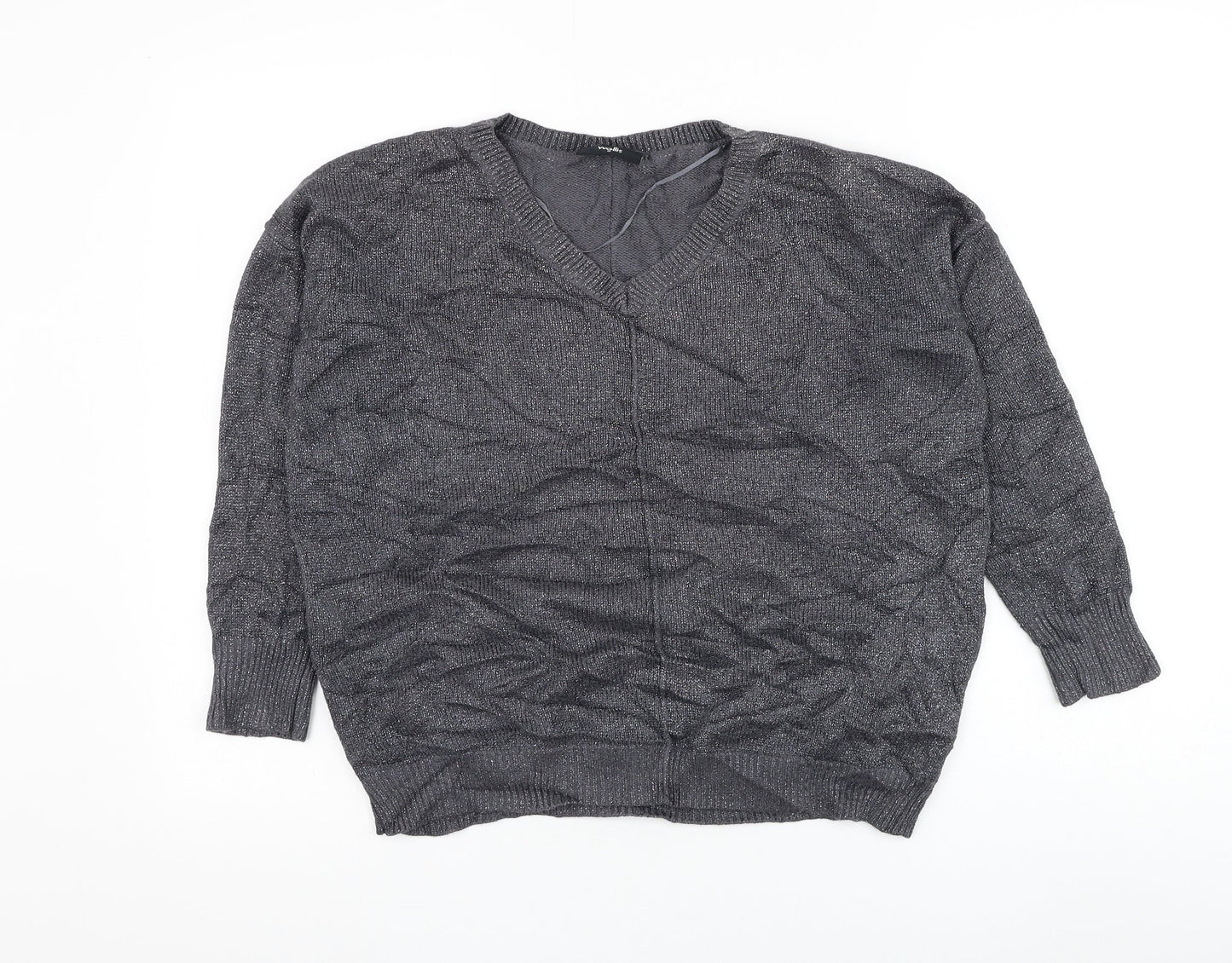 Wallis Womens Grey Round Neck Viscose Pullover Jumper Size M