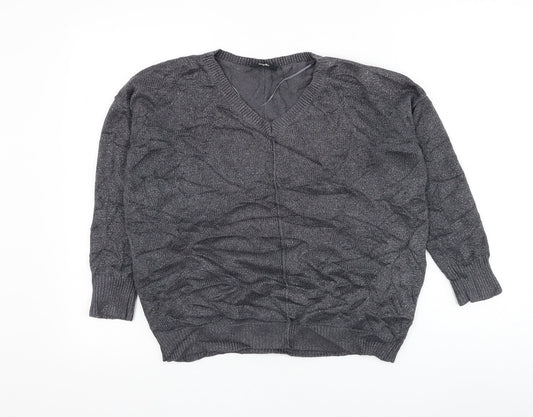Wallis Womens Grey Round Neck Viscose Pullover Jumper Size M