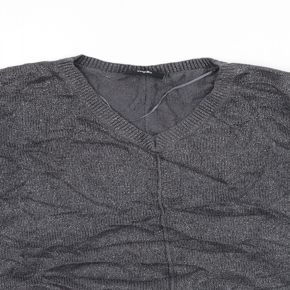 Wallis Womens Grey Round Neck Viscose Pullover Jumper Size M