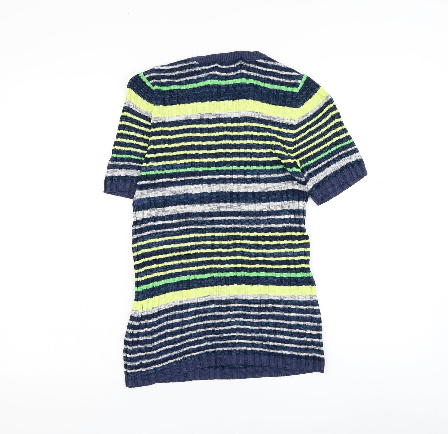 NEXT Womens Blue Round Neck Striped Viscose Pullover Jumper Size 10