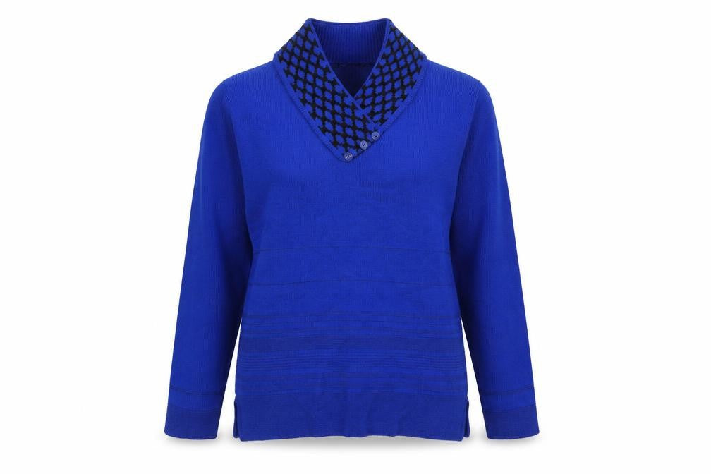 Envy Womens Blue Acrylic Basic Button-Up Size S Collared - Size S/M